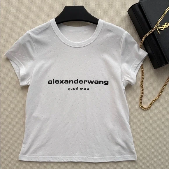 Alexander Wang White Tee with Black Logo - Picture 3 of 6